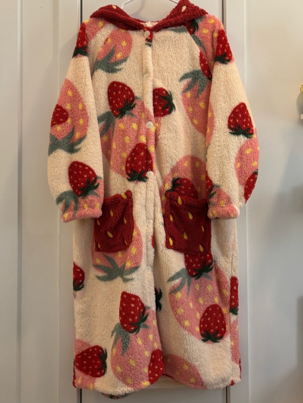 Hooded Strawberry House Robe